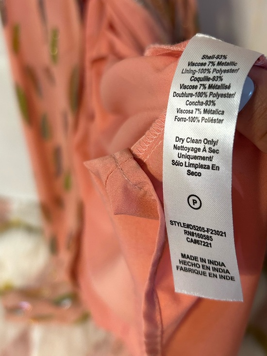 Ciebon Whitney Metallic Print Wrap Dress in a peach or rose-tone - Picture 7 of 9